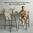 thumbnail image 6 of Vicluke Vicluke Patio Bar Height Stools Set of 6,High Back Outdoor Chairs with Armrests and Footrests,Textilene Chairs with Breathable Fabric & Metal Frame for All WeatherTaupe, 6 of 6
