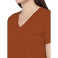 thumbnail image 4 of eloria Women's T-Shirt V-Neck Half Sleeve Casual Top Saffron, 4 of 6