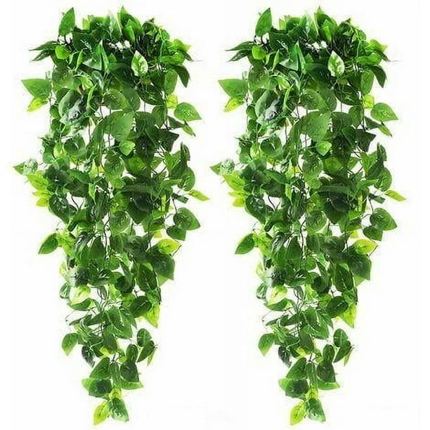 Aspecto realista, material duradero e impermeable, hojas de hiedra artificiales que no requieren mantenimiento para decoración interior y exterior, detalles realistas, plantas colgantes artificiales,