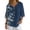 Bird Blossom Theme, variant on Blue Toile Landscape Print 3/4 Sleeve Imitation Linen-Like Blouse, Comfortable Button Down Women's Imitation Linen-Like Blouse for Spring Daily Wear Summer Getaway, Size Large