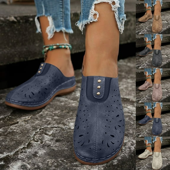 Miluxas Womens Closed Toe Wedges Shoes Slingback Thick Bottom Summer Solid Dressy Sandals White 9.5(43)