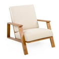 thumbnail image 3 of Christopher Knight Home Outdoor Patio Lounge Chair, Wood Frame with Deep Seating, Beige Cushions, Teak Finish, 3 of 11