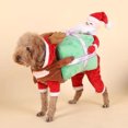 thumbnail image 2 of Pet Clothes, Christmas Winter Warm Santa Claus Riding on Dog Pet Cosplay Hoodie Costume for Dogs Cats, 2 of 8