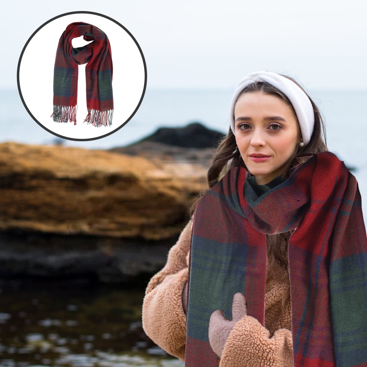 Men's and Women's Unisex Plaid Cashmere Feel Scarf Oversized Scarves Softer Than Cashmere Features Size 79 X 21.5 Soft Midi Style Scarf