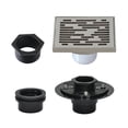 thumbnail image 5 of Kingston Brass BSFK6310BN Watercourse 4-Inch Brass Square Grid Shower Drain with Hair Strainer and Base Flange in Brushed Nickel, 5 of 5
