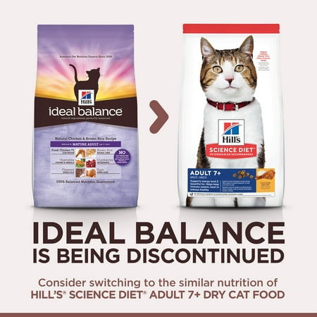 Hill's Ideal Balance Mature Adult Natural Chicken & Brown Rice Recipe Dry Cat Food, 15 lb (Best Cat Food For Mature Cats)