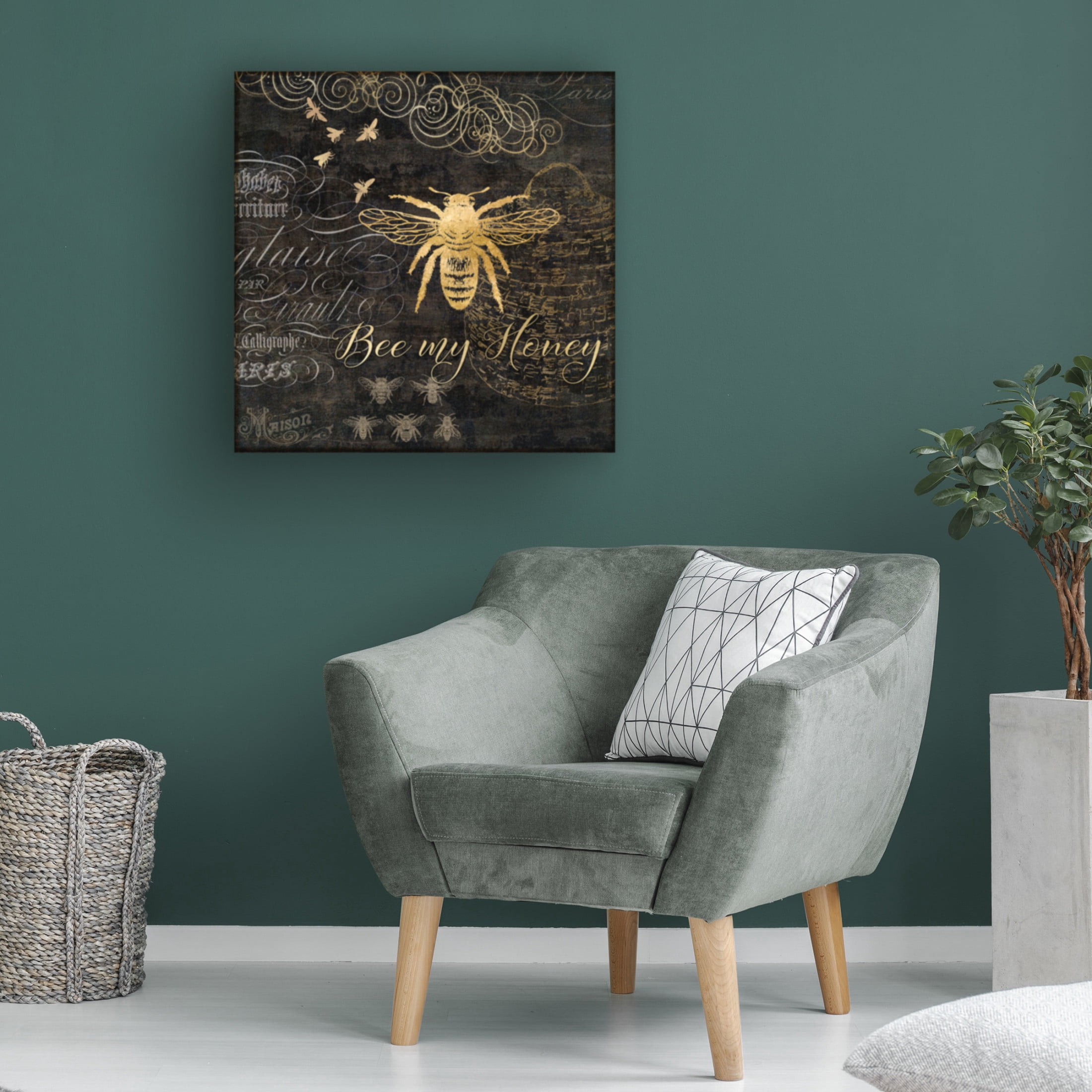 Canvas Wall Art - Cora Niele 'Bee my Honey' Wall Art for Living Room, Bedroom, or Office Décor by Trademark Fine Art - 35 x 35 Inches