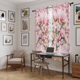 thumbnail image 5 of Pink Orchid Kitchen Curtain for Berdoom Living Room Cafe 72 Inch Length, Spring Floral Flowers Leaves Botanical Tiers Curtains Light Filtering Drapes Rod Pocket Window Treatment 2 Panels 52"Wx72"L, 5 of 8