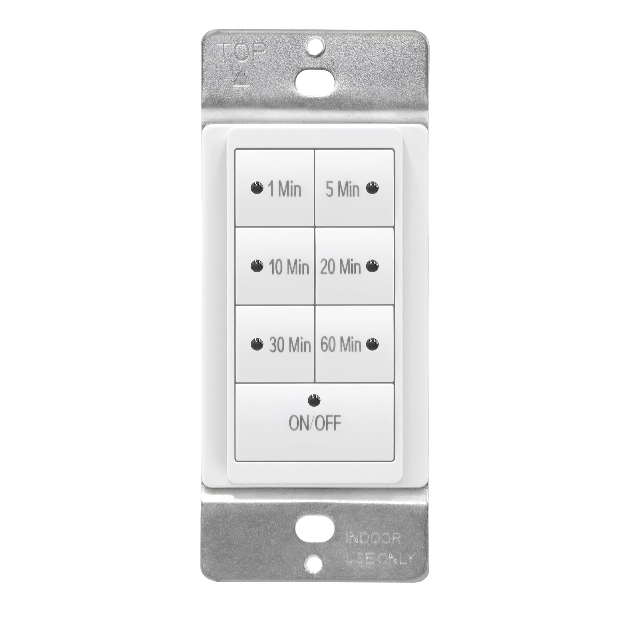 Maxxima 1875 Watt 7 Button Countdown Timer Switch - Maximum 60 Minutes Delay, 1/2 HP for Bathroom Exhaust Fans, Indoor Automated Lighting, Featuring LED Indicator Lights, Wall Plate Included