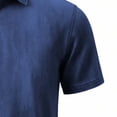 thumbnail image 6 of DPTALR Men's Casual Solid Color Denim-Like Short Sleeve Lapel Shirt，Vintage Button-Up Top,Navy,Big and Tall Men XXL, 6 of 6