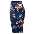 thumbnail image 3 of MixMatchy Women's Stretch Knee Length Midi Bodycon Flower Print Pencil Skirt, 3 of 5