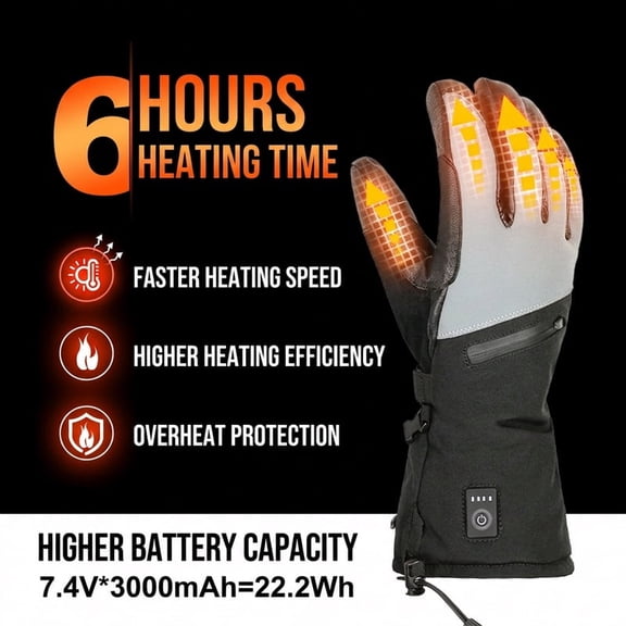 WZGLPDQ Heated Gloves Men Women, 3000mAh Rechargeable Electric Thermal Gloves, 3 Temperature Adjustable, Waterproof Touch Screen Heating Gloves for Ski Motorcycle Hunting Winter Outdoor Activities