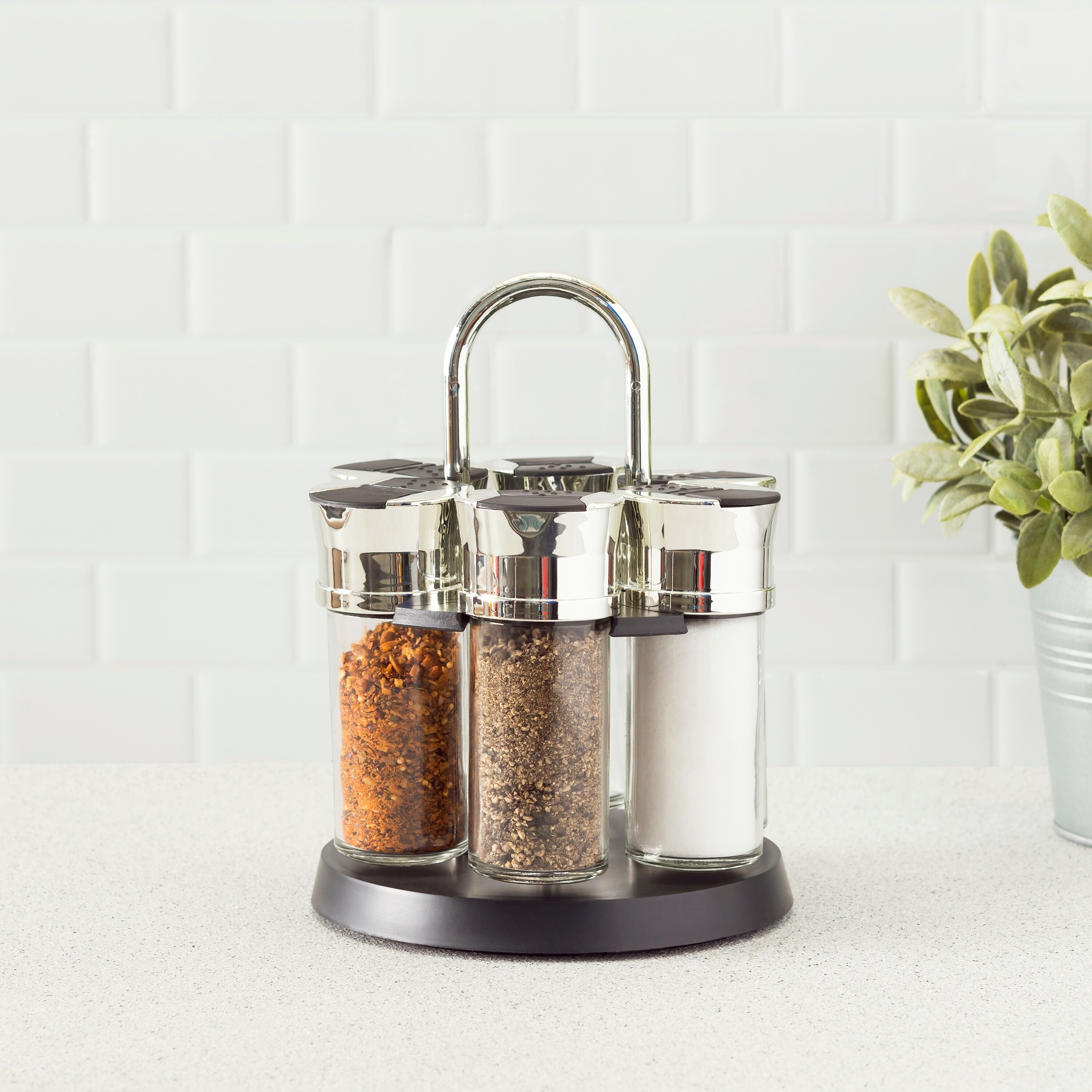 7pcs/set, Multifunctional Revolving Spice Rack with 6 Spice Jars- Organize  and Store Spices and Seasonings for Countertop or Cabinet - Kitchen