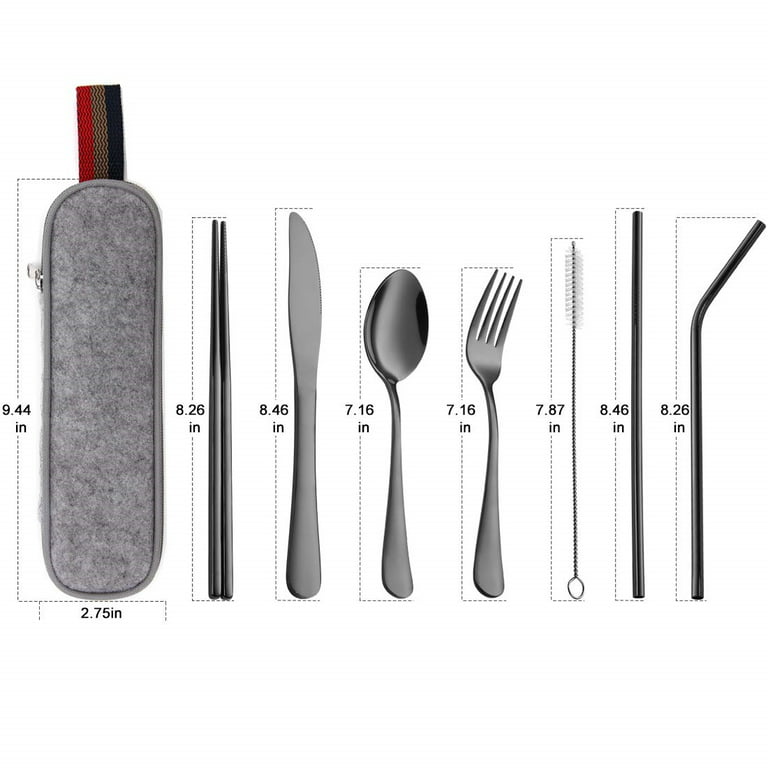 Travel Utensils,Reusable Silverware Set To Go Portable Cutlery Set with a  Case