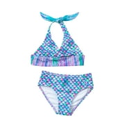 Sun Tail Mermaid Aurora Borealis Bikini, Size Child XS (2T/3T)
