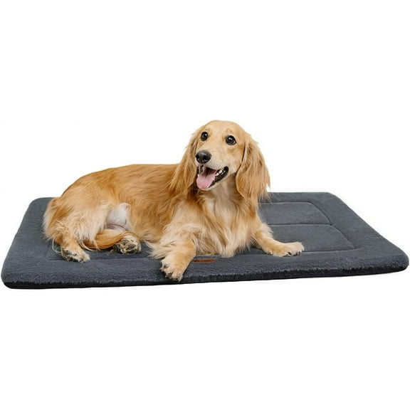 Made4pets Washable Dog Bed for Size Dogs, Reversible Foam Floor Dog Mat, 35*23, Dark Gray