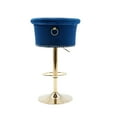 thumbnail image 6 of Swivel Bar Stools Set of 2 Adjustable Counter Height Chairs, Velvet Upholstered Barstools with Button Tufted Back and Rivet Decor, Mid-Century Bar Chairs with Footrest for Kitchen, Dining Room, Navy, 6 of 9