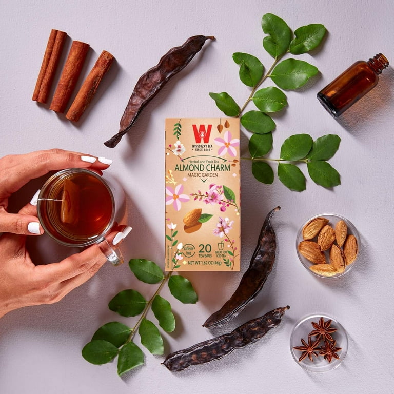 Wissotzky Almond Charm Tea Bags, Fruity Herbal Flavor, 4 Pack, 20