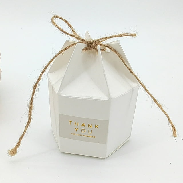 50Pcs Hexagonal Kraft Paper Wedding Candy Box Gift Packaging Box, 7 X 4 X 9cm, Exquisite, Multi Purpose, Simple to Assemble, Perfect for Wedding, Birthday Party