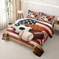 thumbnail image 3 of Erosebridal Sports Balls Flag Quilt King, Vintage Football King Coverlet Set for Boys and Girls, 3 Pieces, 3 of 7
