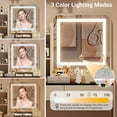 thumbnail image 3 of Kojooin Vanity Desk with LED Light Mirror and Charging Station - Spacious Tabletop with 2 Drawers and Open Shelf, Hidden Storage Stool, 3-Mode Adjustable LED Lighting, 3 of 9