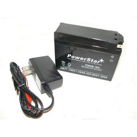 BatteryJack PM4B-BS-FI120005W2 New YT4B - BS AKA CT4B - BS Powersports AGM Battery & 0.5 Amp