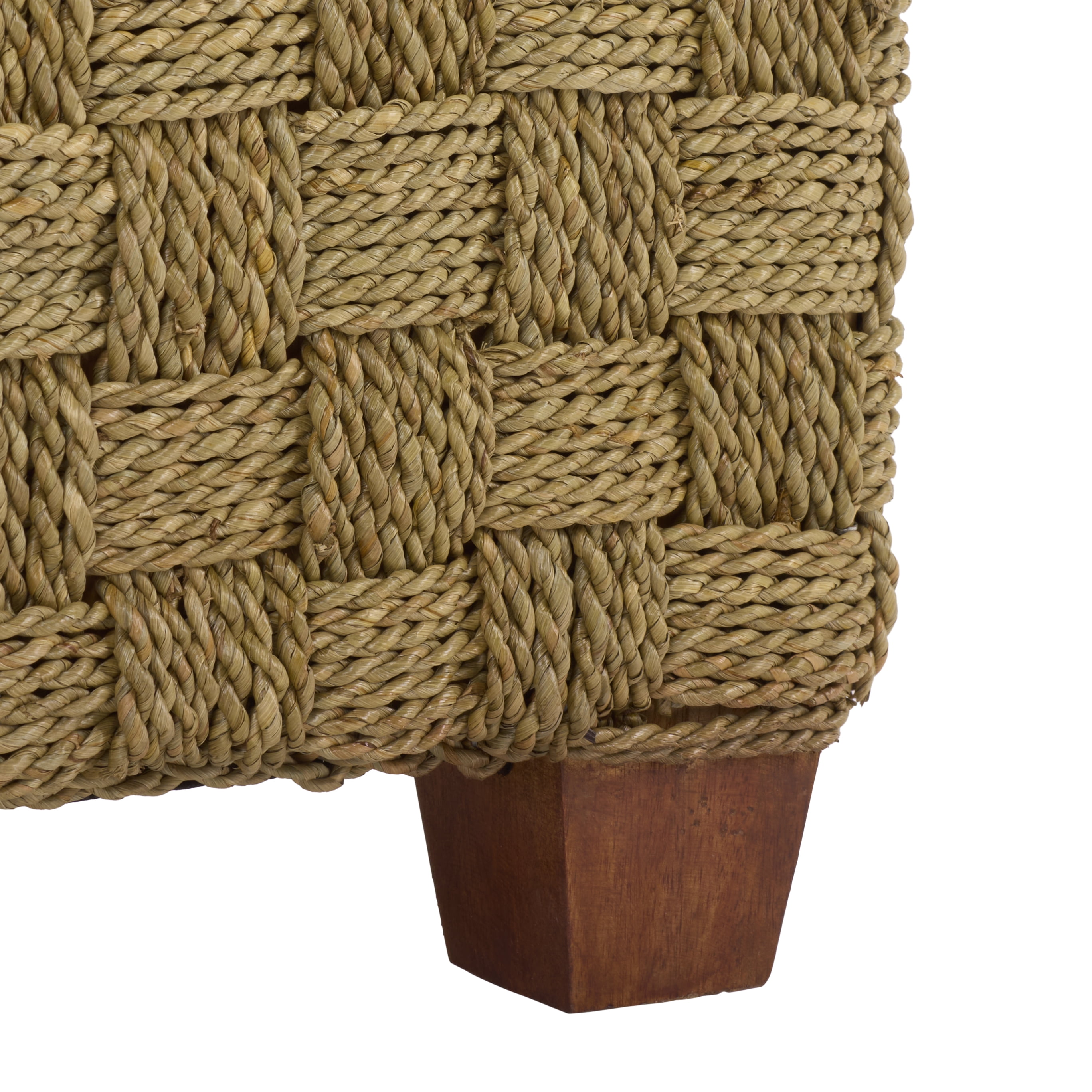 Safavieh Couture Norabelle Square Woven Seagrass Ottoman, Natural