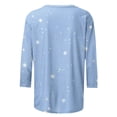 thumbnail image 4 of Timegard Hauts pour Femmes Chemises à Imprimé de Noël Manches 3/4 Blouses Confort Col Ras du Cou Tuniques Hauts Chic Décontracté, 4 of 5