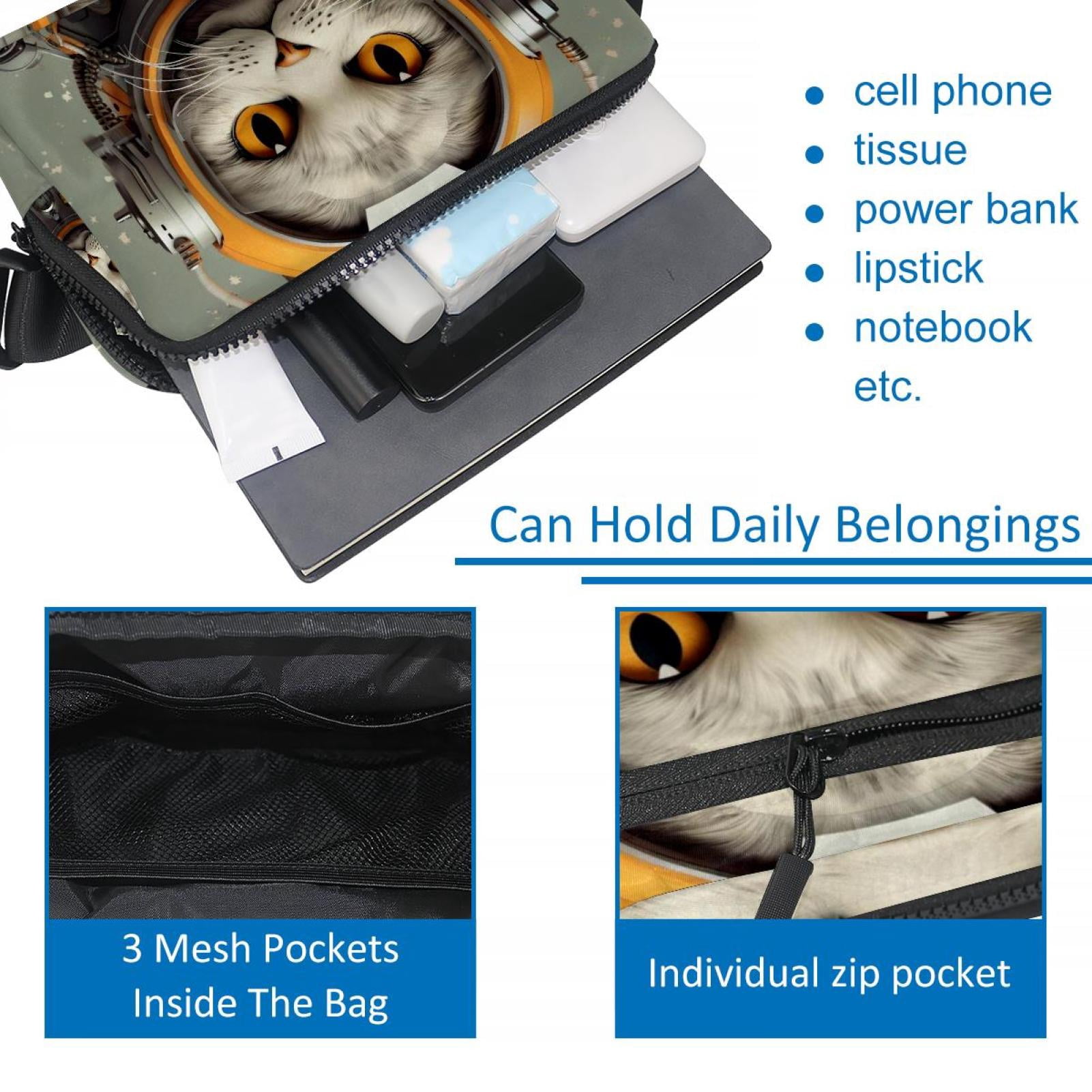 Cats Lightweight Adjustable Crossbody Bag with Extension Strap - Unisex Fanny Pack, Money Belt, Waist Bag