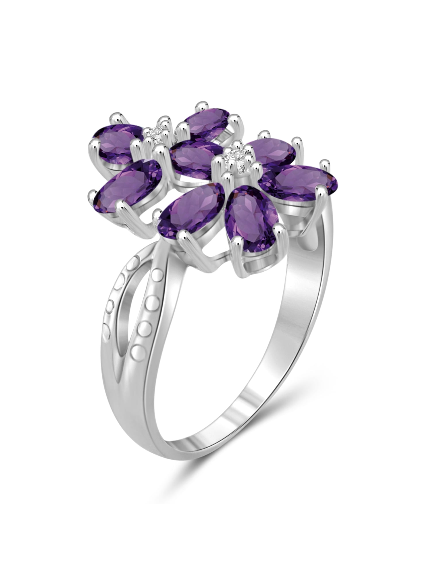 JewelersClub 1 3/4 Carat T.G.W. Amethyst And White Diamond Accent Sterling Silver Ring