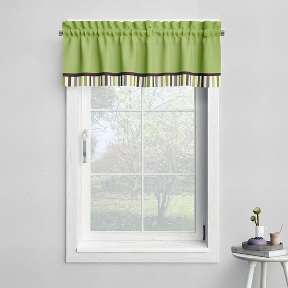 Cantonnière de Fenêtre à Pois/rayures Vert/jaune/choco 54 x 15 Pouces