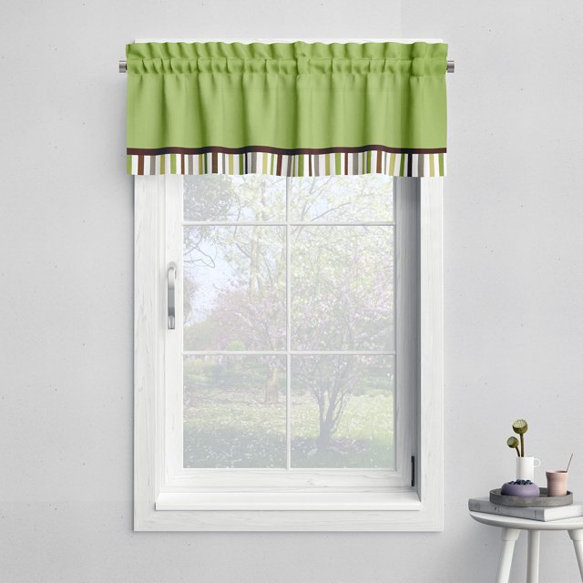 Mod Dots/Stripes Green/Yellow/Choco Window Valance 54 x 15 inches