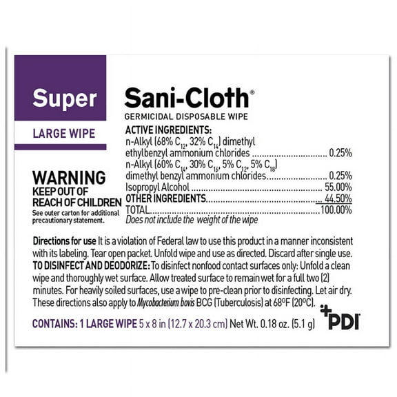 Super Sani-Cloth Surface Disinfectant Wipe, Alcohol Scent