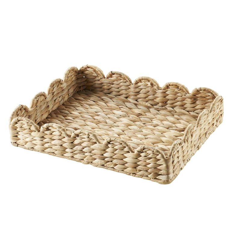 Home Décor Collection Scalloped Water Hyacinth Tray photo 6