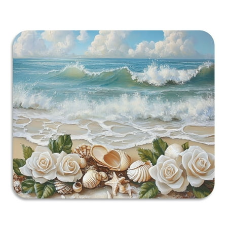 

Roses Starfishes Shells Seaside Diatomite Dish Drying Mat Drain Pad for Kitchen Sink Countertop 16 x 12