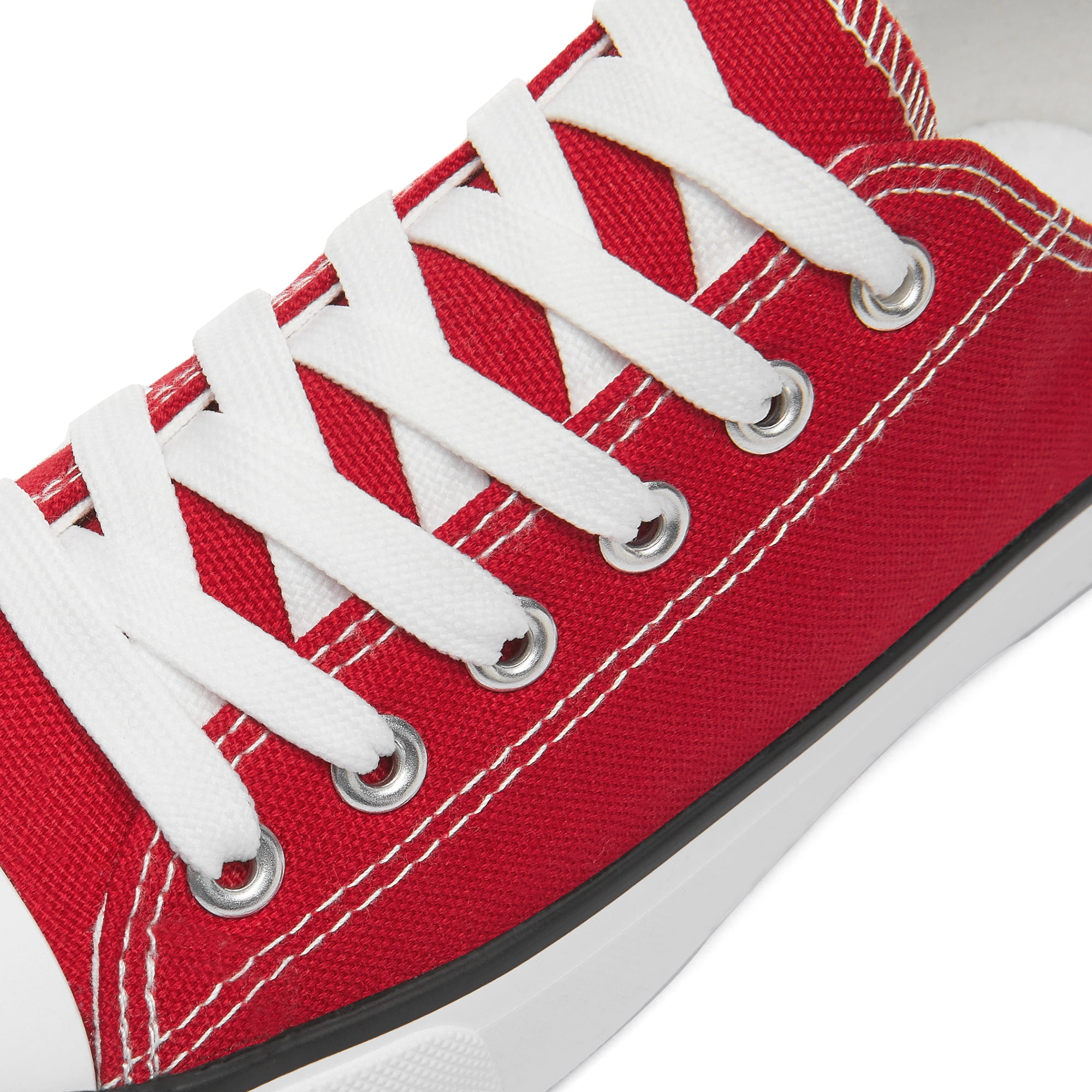 Womens Canvas Fashion Sneakers Classic Low Top Fabric Shoes Casual Walking Canvas Flats Cute Lace Up Tennis Shoes for Lady(Red US8)