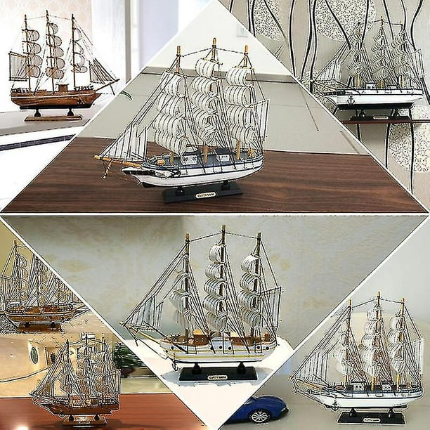 Ffiy Sailing Ship Model Decoration Smooth Sailing Ship Model Living Room Small Wooden Boat Entrance Wine Cabinet Bookcase Decoration