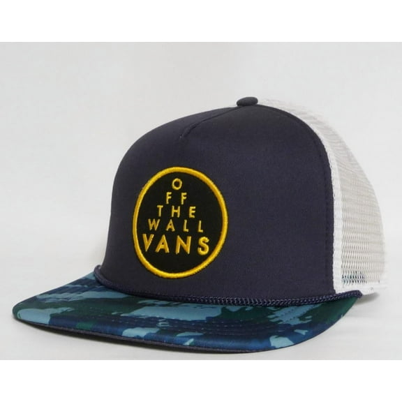 Vans Off The Wall Men's Vano Embroidered Camo Trucker Hat Cap in Navy/White