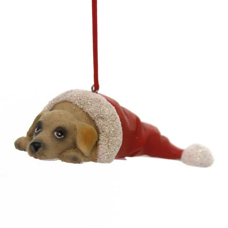 Holiday Ornaments PUPPY IN SANTA HAT Polyresin Best Friend (Best Office Dirty Santa Gifts)