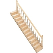 Miniature Stairs Wooden Stairs 1: 12 Unpainted Wooden Stringer Steps with Single Side Handrail for Furniture Micro Landscape Decorsfor Minihouse Accessories