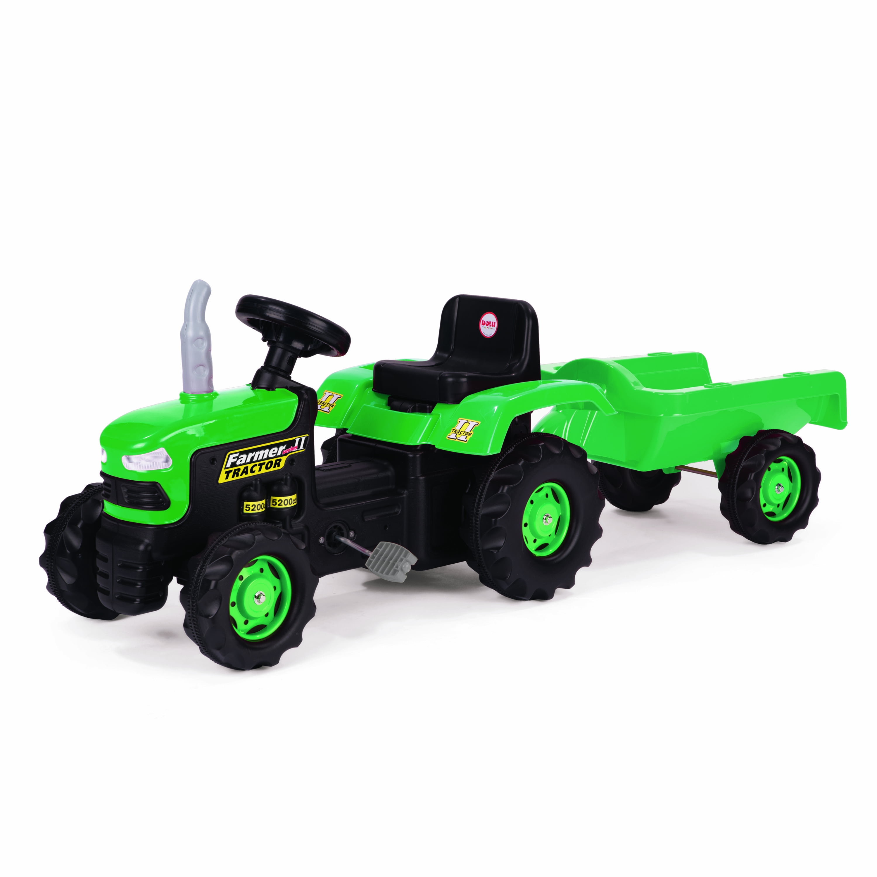 Dolu Toys Pedal Operated Big Green Tractor With Trailer