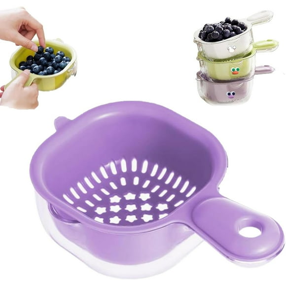 Boreal Craft Kitchen Layer Draining With Handle Fruit Strainer Double Drain Fruit Washing Strainer Bowl Handy Mini Berry And Tomato Washer For Kitchen Dish Towel Dryer Kitchen Strainer Shelf Dish