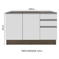 thumbnail image 3 of Mueble de Cocina Para Tarja Madesa Glamy 120 cm 2 Puertas y 3 Cajones (Sin Tablero ni Tarja) Marrón/Blanco, 3 of 5