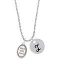thumbnail image 1 of Delight Jewelry Silvertone Walk with Jesus Oval Silvertone Script Initial Disc - I - Charm Necklace, 20"+3", 1 of 4