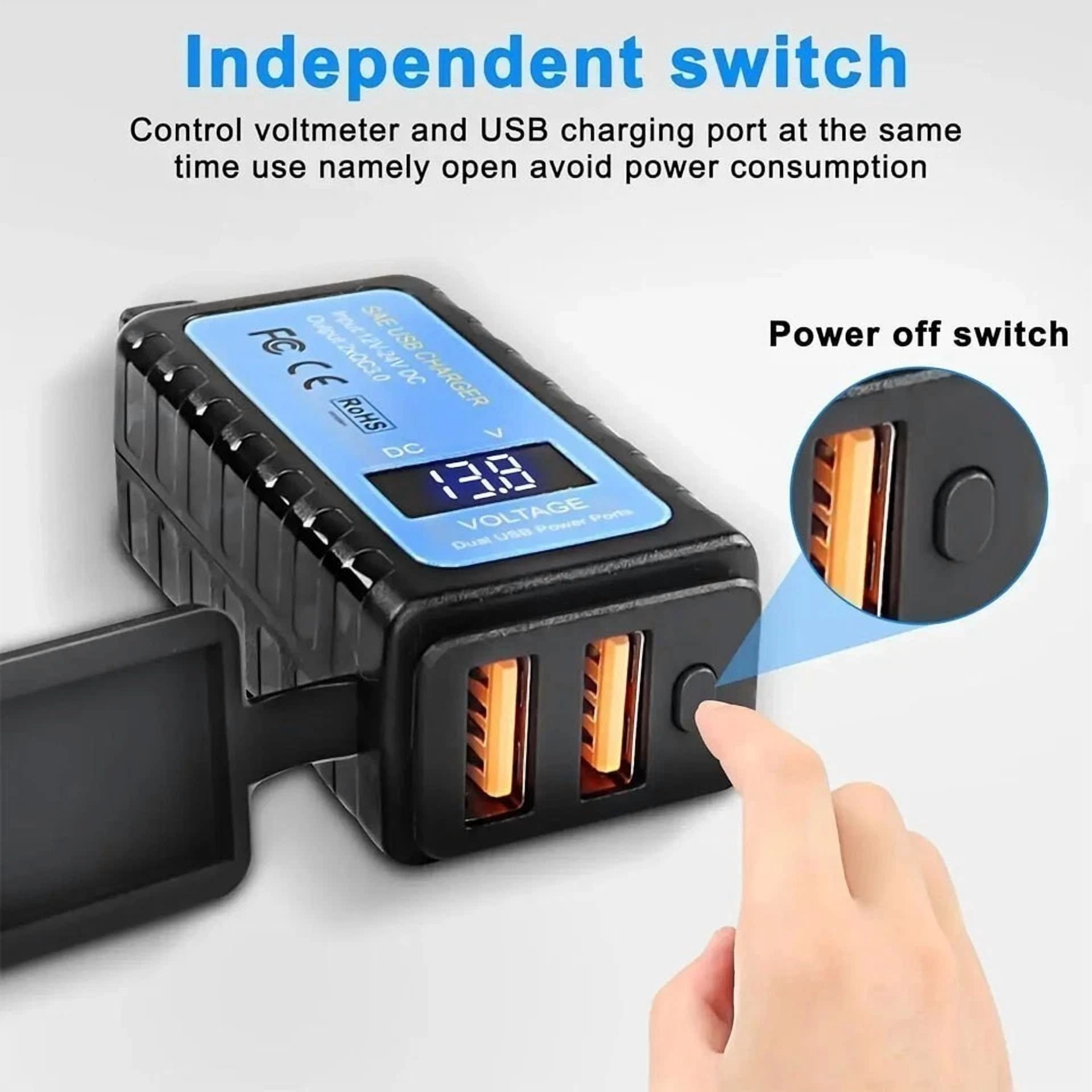 Qc 3.0 Motorcycle Dual Usb Phone Gps Super Fast Charger Adapter Led Waterproof C