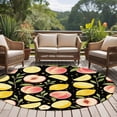 thumbnail image 4 of Summer Fruit Round Area Rug 6Ft Washable Circle Rugs for Bathroom Office, Spring Botanical Lemon Peach Black Non-Slip Carpet Floor Mats Indoor Outdoor Carpet Runner Aesthetic Home Decor, 4 of 8