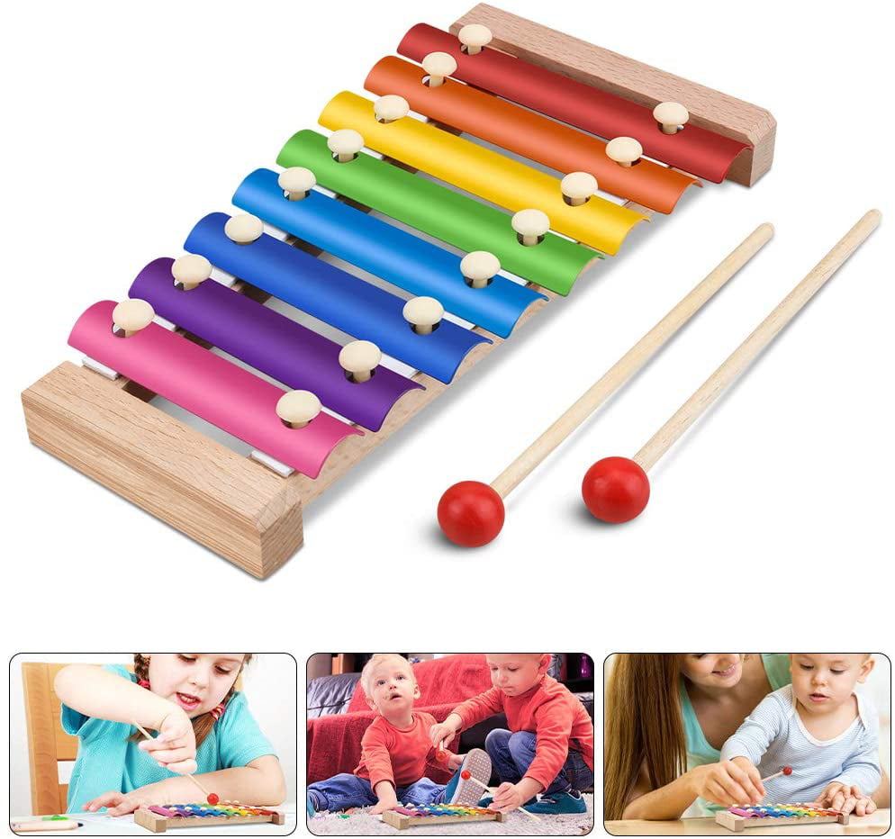 2X Kids Childrens Traditional Metal Xylophone Musical Music Toy Instrument 