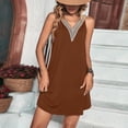 thumbnail image 4 of Vestido Vestido elegante de verano Vestido de chaleco con cuello en V de moda para cóctel (Marrón L) Cgtredaw Marrón T L para Mujer, 4 of 6