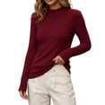 thumbnail image 3 of Diufon Mock Neck Tops for Women Long Sleeve Fleece Lined Thickened Warm Pullover Fall Winter Slim Fitted Layering Blouse, 3 of 8