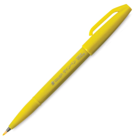 Pentel Arts Brush Tip Sign Pen - Yellow